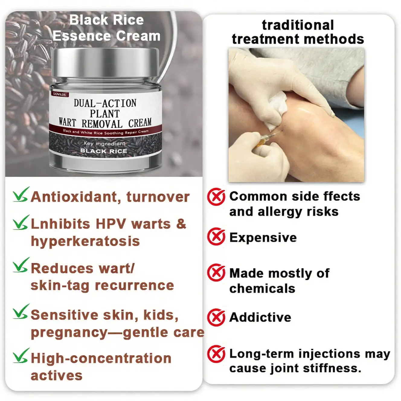 LOVILDS® Black Rice Skin Repair Essence Cream 👨⚕️ MHRA Certified (Removes warts and skin growths, improves keratin buildup and seborrheic dermatitis, follicular keratosis, skin cancer, and age spots)