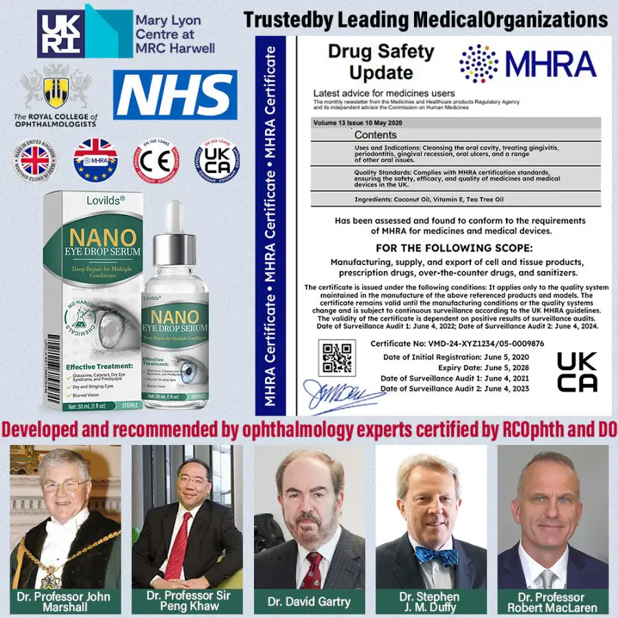 Lovilds® Nano Eye Drops Serum 👩⚕️ Royal College of Ophthalmologists Recommended (Suitable for presbyopia, dry eye syndrome, glaucoma, and cataracts)